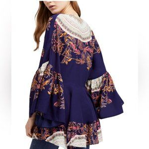 Free People Sunset Dreams Blue Printed Tunic Top Size XS